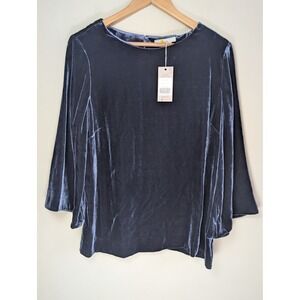 Boden Women Navy Blue Silk Blend Velvet Bell Sleeve Blouse Top W0680 NEW Holiday